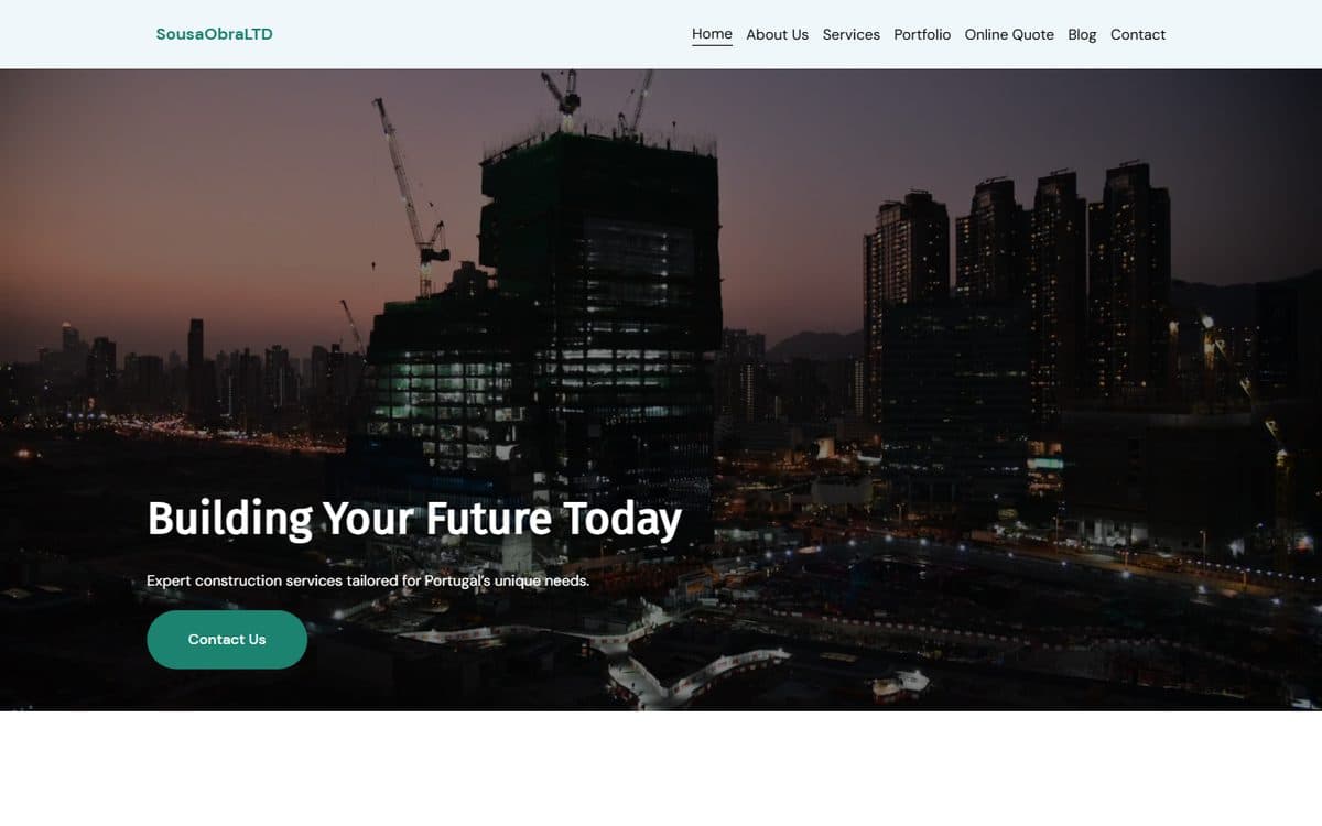 Mockup do projeto SousaObraLTD